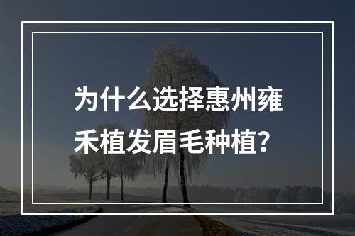 为什么选择惠州雍禾植发眉毛种植？