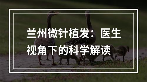 兰州微针植发：医生视角下的科学解读