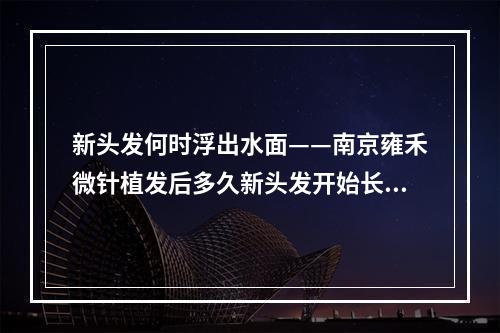 新头发何时浮出水面——南京雍禾微针植发后多久新头发开始长出来