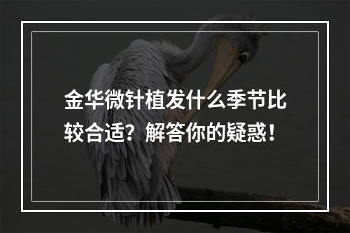 金华微针植发什么季节比较合适？解答你的疑惑！