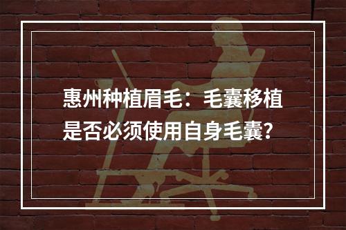 惠州种植眉毛：毛囊移植是否必须使用自身毛囊？