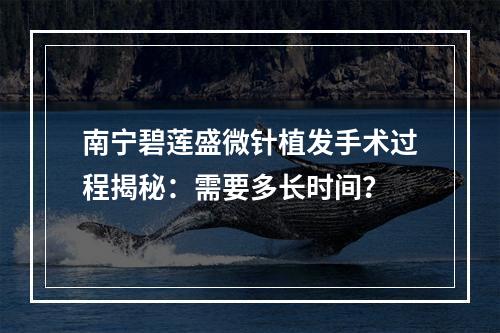 南宁碧莲盛微针植发手术过程揭秘：需要多长时间？