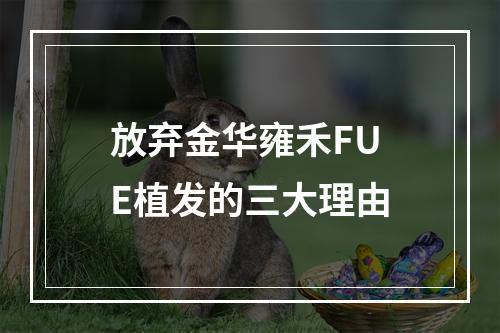 放弃金华雍禾FUE植发的三大理由