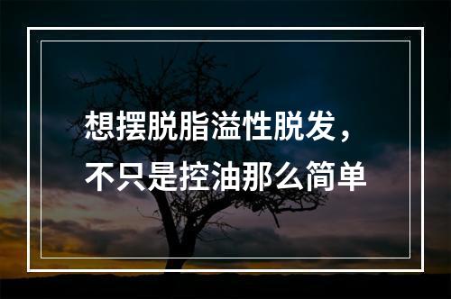 想摆脱脂溢性脱发，不只是控油那么简单