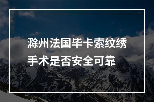 滁州法国毕卡索纹绣手术是否安全可靠