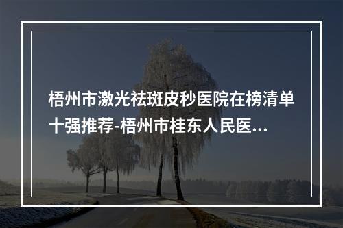 梧州市激光祛斑皮秒医院在榜清单十强推荐-梧州市桂东人民医院烧伤整形科