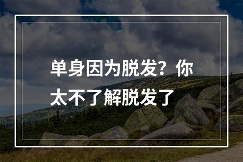 单身因为脱发？你太不了解脱发了