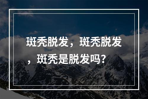 斑秃脱发，斑秃脱发，斑秃是脱发吗？