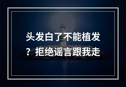 头发白了不能植发？拒绝谣言跟我走