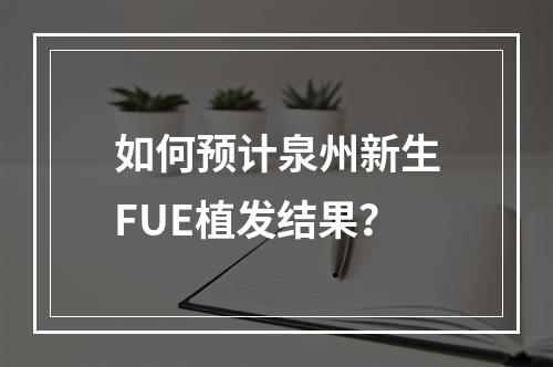 如何预计泉州新生FUE植发结果？