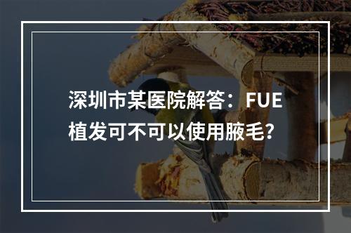 深圳市某医院解答：FUE植发可不可以使用腋毛？