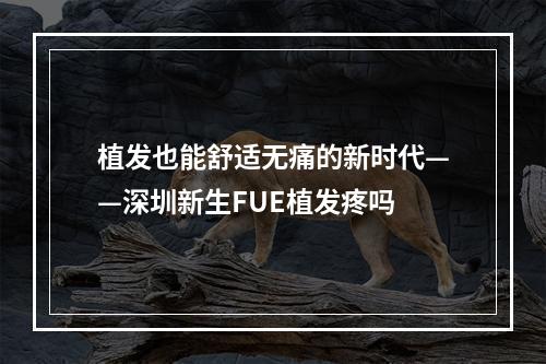 植发也能舒适无痛的新时代——深圳新生FUE植发疼吗