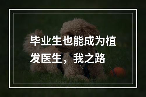 毕业生也能成为植发医生，我之路