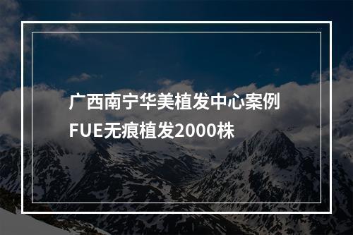 广西南宁华美植发中心案例 FUE无痕植发2000株