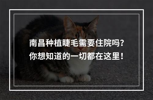 南昌种植睫毛需要住院吗？你想知道的一切都在这里！