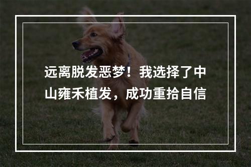 远离脱发恶梦！我选择了中山雍禾植发，成功重拾自信