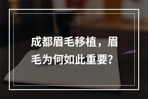 成都眉毛移植，眉毛为何如此重要？