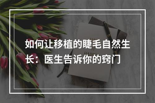 如何让移植的睫毛自然生长：医生告诉你的窍门