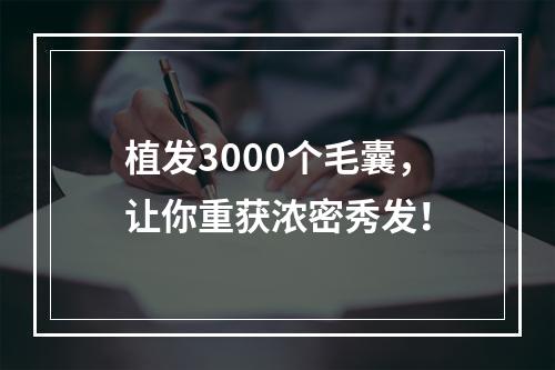 植发3000个毛囊，让你重获浓密秀发！