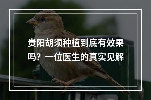 贵阳胡须种植到底有效果吗？一位医生的真实见解