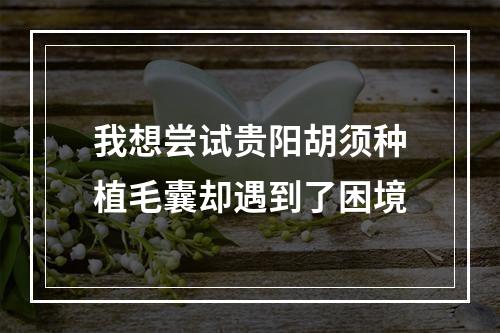 我想尝试贵阳胡须种植毛囊却遇到了困境