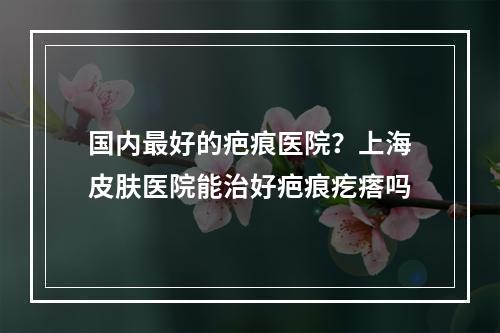 国内最好的疤痕医院？上海皮肤医院能治好疤痕疙瘩吗