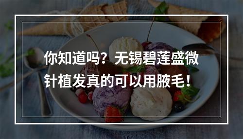 你知道吗？无锡碧莲盛微针植发真的可以用腋毛！