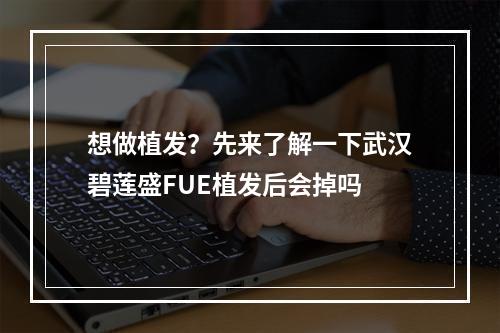 想做植发？先来了解一下武汉碧莲盛FUE植发后会掉吗