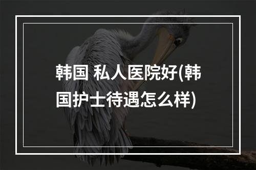 韩国 私人医院好(韩国护士待遇怎么样)