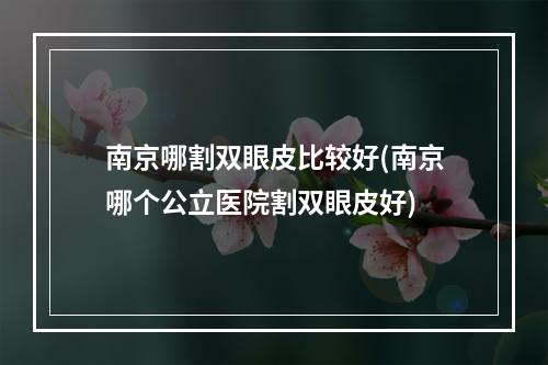 南京哪割双眼皮比较好(南京哪个公立医院割双眼皮好)