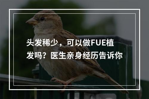 头发稀少，可以做FUE植发吗？医生亲身经历告诉你