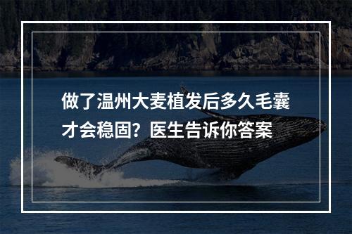 做了温州大麦植发后多久毛囊才会稳固？医生告诉你答案