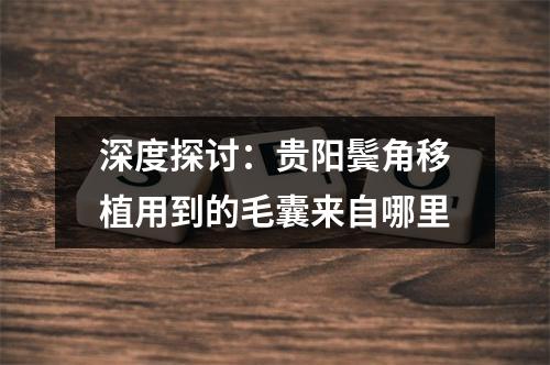 深度探讨：贵阳鬓角移植用到的毛囊来自哪里