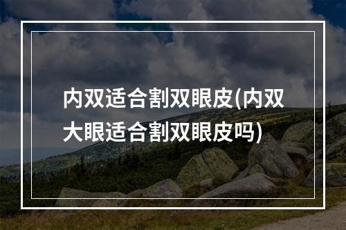 内双适合割双眼皮(内双大眼适合割双眼皮吗)