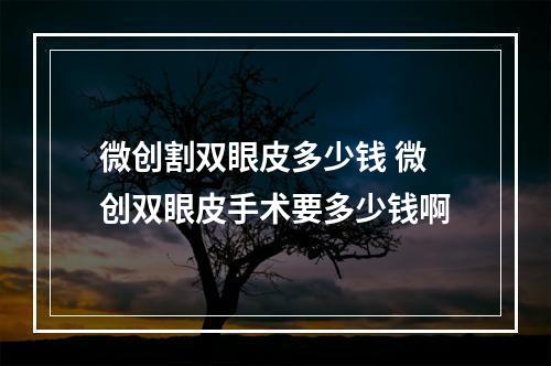 微创割双眼皮多少钱 微创双眼皮手术要多少钱啊