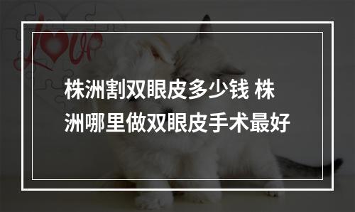 株洲割双眼皮多少钱 株洲哪里做双眼皮手术最好