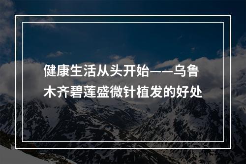 健康生活从头开始——乌鲁木齐碧莲盛微针植发的好处