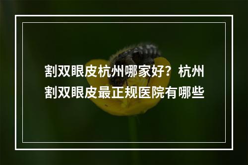 割双眼皮杭州哪家好？杭州割双眼皮最正规医院有哪些