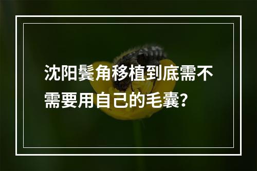 沈阳鬓角移植到底需不需要用自己的毛囊？