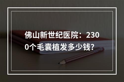 佛山新世纪医院：2300个毛囊植发多少钱？