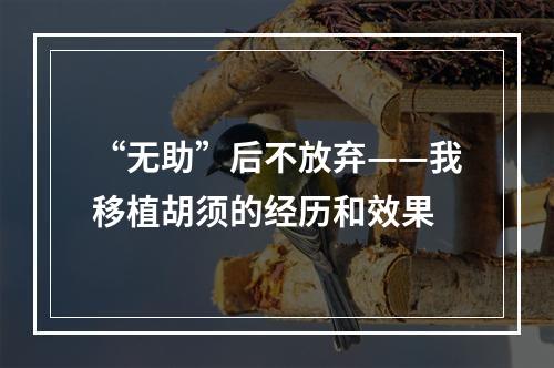 “无助”后不放弃——我移植胡须的经历和效果