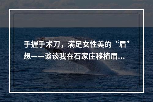 手握手术刀，满足女性美的“眉”想——谈谈我在石家庄移植眉毛的原理上的经验