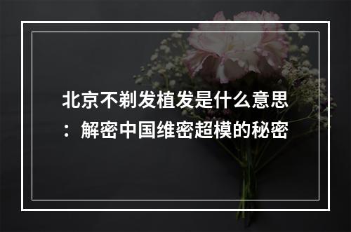 北京不剃发植发是什么意思：解密中国维密超模的秘密