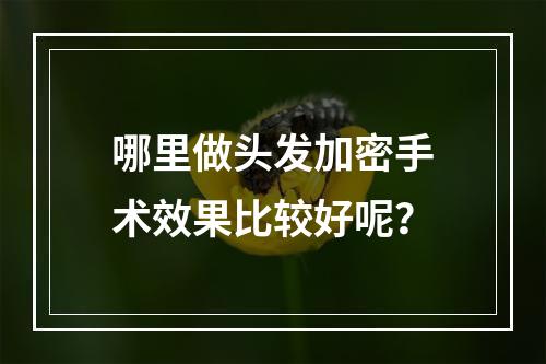 哪里做头发加密手术效果比较好呢？