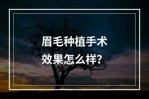 眉毛种植手术效果怎么样？