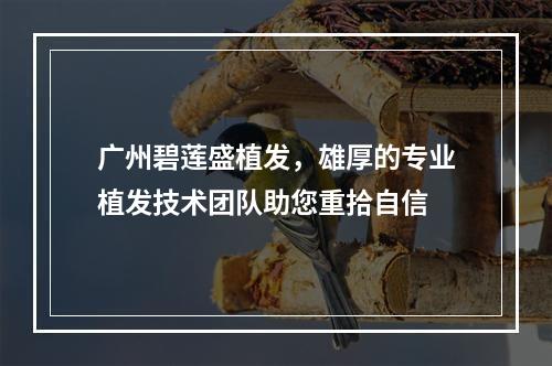 广州碧莲盛植发，雄厚的专业植发技术团队助您重拾自信