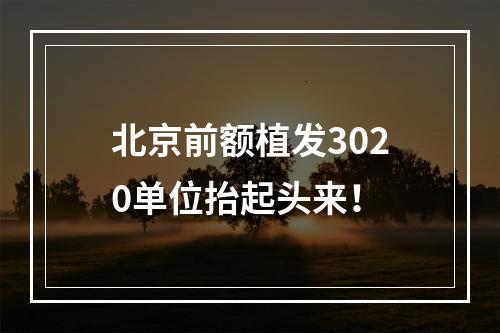 北京前额植发3020单位抬起头来！