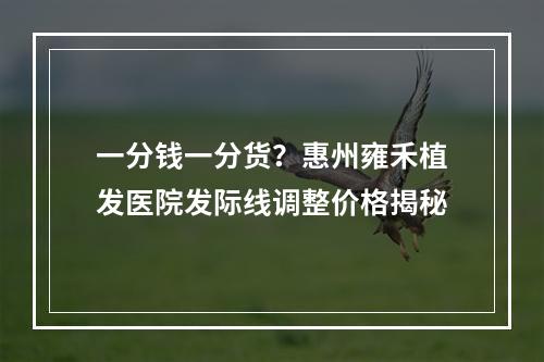 一分钱一分货？惠州雍禾植发医院发际线调整价格揭秘