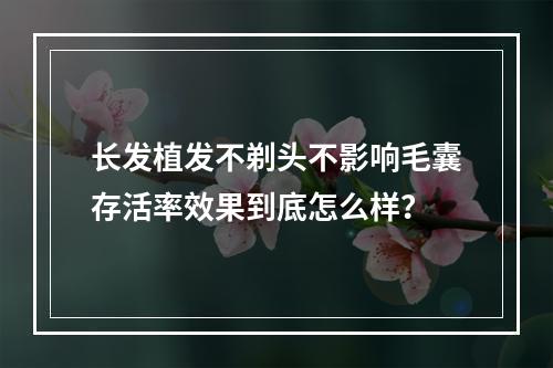 长发植发不剃头不影响毛囊存活率效果到底怎么样？