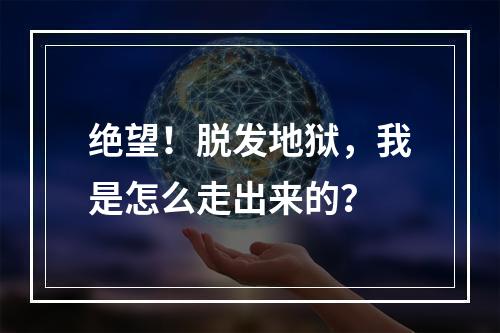 绝望！脱发地狱，我是怎么走出来的？